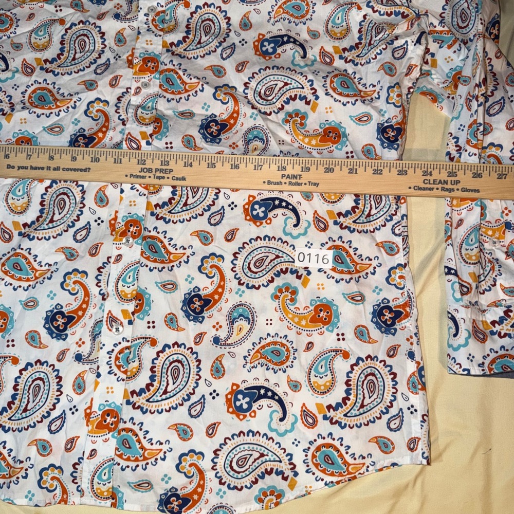 NWT Cremieux Denim Mens XL Paisley Stretch Button Down Shirt Long Sleeve - Picture 3 of 5